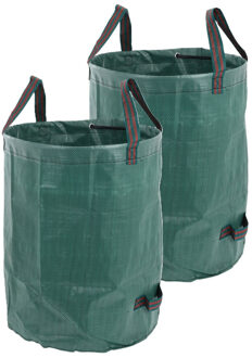 Pro Garden Tuinafvalzak - 2x - opvouwbaar - groen - 125 liter - bladeren opruimen