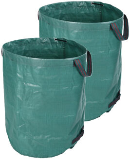 Pro Garden Tuinafvalzak - 2x - opvouwbaar - groot formaat - groen - 270 liter - bladeren opruimen