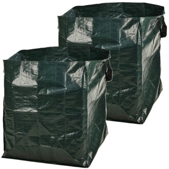 Pro Garden Tuinafvalzak - 2x - opvouwbaar - groot formaat - groen - 390 liter - bladeren opruimen