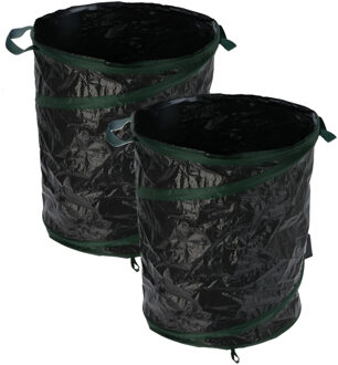 Pro Garden Tuinafvalzak - 2x - opvouwbaar - rond - antraciet - 155 liter - bladeren opruimen