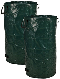 Pro Garden Tuinafvalzak - 2x - opvouwbaar - rond - antraciet - 238 liter - bladeren opruimen