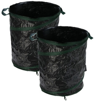 Pro Garden Tuinafvalzak - 2x - opvouwbaar - rond - antraciet - 85 liter - bladeren opruimen