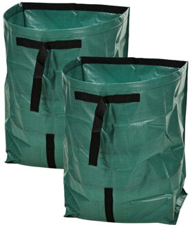 Pro Garden Tuinafvalzak - 2x - opvouwbaar - rond - groen - 178 liter - bladeren opruimen