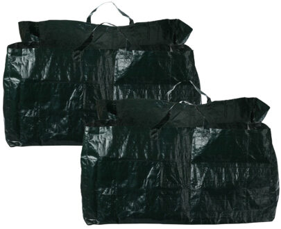Pro Garden Tuinafvalzak - 2x - opvouwbaar - vierkant - groen - 150 liter - bladeren opruimen