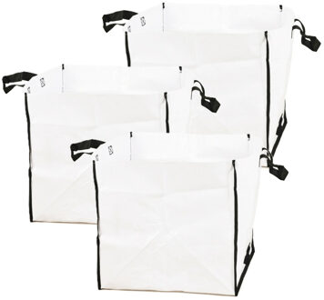 Pro Garden Tuinafvalzak - 3x - 42 x 42 cm - wit - 74 liter - bladeren opruimen