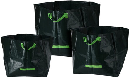 Pro Garden Tuinafvalzakken set van 3 - groen - 70/105/175 liter - bladeren opruimen