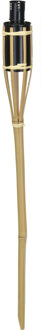 Pro Garden Tuinfakkels voor lampenolie - 1x stuks - bamboe hout - navulbaar - 65 cm - bruin