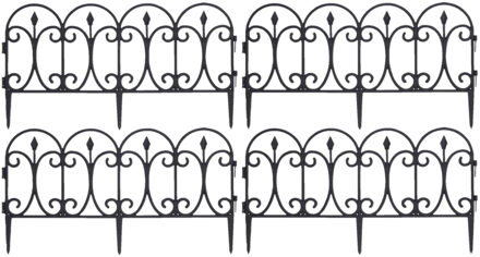 Pro Garden Tuinhekjes - 8x stuks - kunststof - 60 x 30 cm - zwart - borderrand - tuinafscheiding