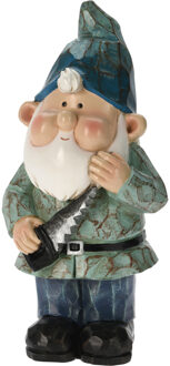 Pro Garden Tuinkabouter beeld Bobby Blue - Polystone - met gereedschap - 31 cm
