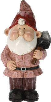 Pro Garden Tuinkabouter beeld Bobby Red - Polystone - met gereedschap - 31 cm