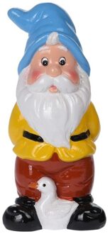 Pro Garden Tuinkabouter beeld Egbert met blauwe muts en een gans 20 cm