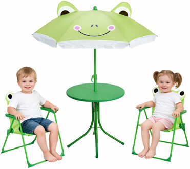 Pro Garden Tuinset Kikker - groen - verstelbare parasol