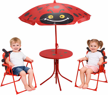Pro Garden Tuinset Lieveheersbeestje - rood - verstelbare parasol