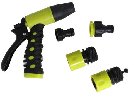 Pro Garden Tuinsproeier set 4-delig - spuit/sproeipistool met aansluitstukken - 14 cm - groen