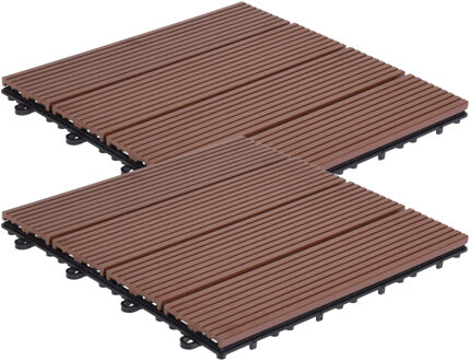 Pro Garden Tuintegel/terrastegels - 36x stuks - bruin - kunststof - 30 x 30 cm - vlonder tegels
