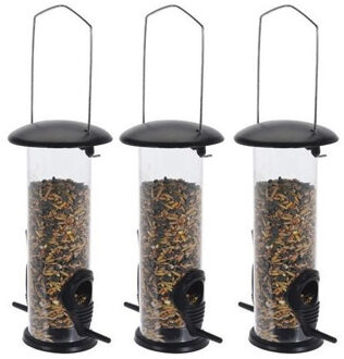 Pro Garden Tuinvogels hangende voeder silo - 3x - 8 x 23 cm - Winter vogelvoer serveren