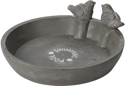 Pro Garden Vogelbad/voederschaal - grijs - mineraal - D23 x H6,5 cm - drinkschaal voor tuinvogels - Vogelvoederschalen