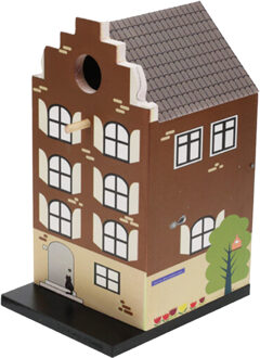 Pro Garden Vogelhuisje - grachtenpand design - hout - donkerbruin - 15 x 12 x 23 cm- nestkastje