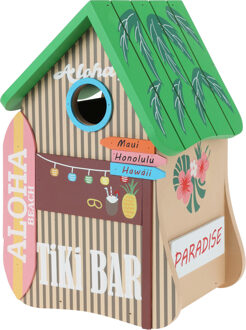 Pro Garden Vogelhuisje - Hawaii thema - hout - 18 x 16 x 27 cm- nestkastje - Vogelhuisjes Groen