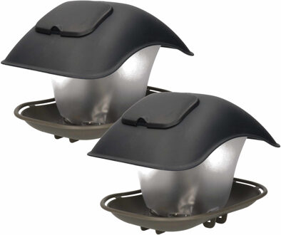 Pro Garden Vogelvoederhuisje - 2x - grijs - kunststof - 25 cm - vogelvoederplek - voedersilo