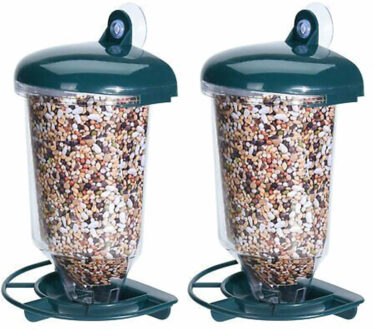 Pro Garden Vogelvoedersilo - 2x - raambevestiging - 10 x 19 cm - voederhuisje