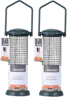 Pro Garden Vogelvoedersilo - 2x stuks - zwart - 9 x 23 cm - vogel voederplek - Winter vogelvoer huisjes voor vo