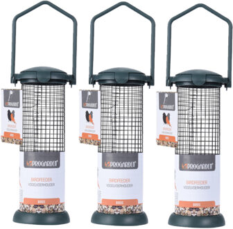 Pro Garden Vogelvoedersilo - 3x stuks - zwart - 9 x 23 cm - vogel voederplek - Winter vogelvoer huisjes voor vo