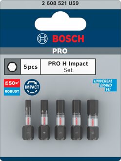 PRO H Impact bits | H3 | H4 | H5 (x2) | H6 | 25 mm | 5 stuks - 2608521U59