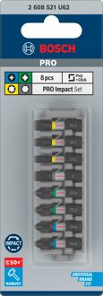 PRO Impact schroefbitset | PH2 (x2); PZ2 (x2); H5; T20; T25; T30 | 25 mm | 8 stuks - 2608521U62