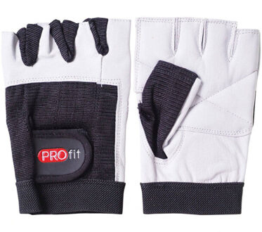 Pro leder bodybuilding vingerloze handschoenen Wit - XXL / XXXL