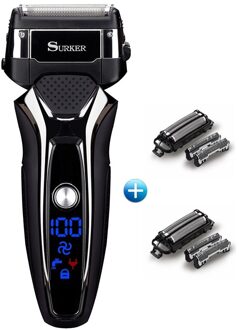 Pro Mannelijke Elektrisch Scheerapparaat Baard Folie Scheerapparaat Voor Mannen Oplaadbare Facial Scheren Machine Body Reiniging Scheerapparaat Hoofd Usb add 2 reeks blade
