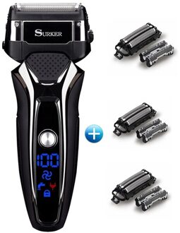 Pro Mannelijke Elektrisch Scheerapparaat Baard Folie Scheerapparaat Voor Mannen Oplaadbare Facial Scheren Machine Body Reiniging Scheerapparaat Hoofd Usb add 3 reeks blade