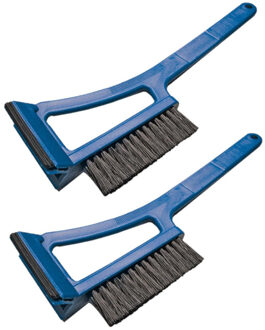 Pro Plus 2x stuks ijskrabber/raamkrabber blauw kunststof met borstel en trekker 36 x 12 cm - IJskrabbers