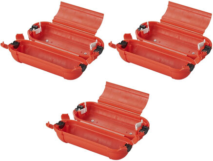 Pro Plus 3x Stekkersafes / veiligheidsboxen stekkerverbindingen IP44 kunststof rood 21 x 8 x 8,5 cm - Stekkersafe