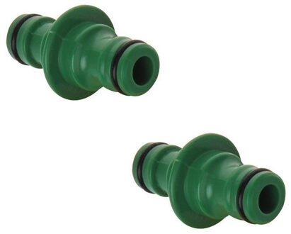 Pro Plus Set van 2x stuks tuinslang koppelstukken groen 5,5 cm - Tuinslangaccessoires