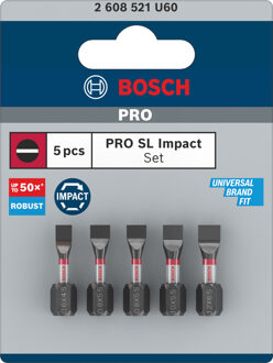 PRO SL Impact bits | SL4.5 | SL5.5 (x2) | SL5.5 | SL6.5 | 25 mm | 5 stuks - 2608521U60