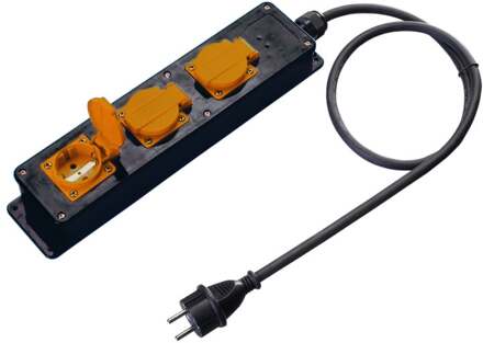 Pro Stekkerdoos - 3-voudig - 5 meter - IP44 - 3200W Zwart