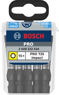 PRO Torx slagschroefbit | T25 | 55 mm | 15 stuks - 2608522534