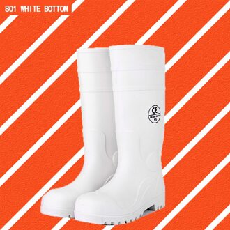 Pro Veiligheid Knie Hoge Witte Regen Laarzen Voor Workshop Anti-Corrosie Pvc Veiligheid Laarzen Voedsel Industrie Laarzen Ce Standaard veiligheid 45