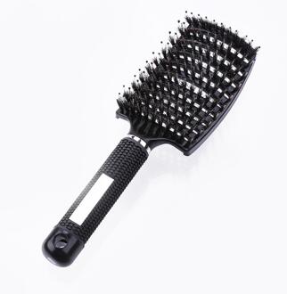 Pro Vrouwen Meisje Haar Hoofdhuid Kam Anti-Statische Rechte Krullend Haar Styling Borstel Salon Hoofdhuid Massage Kam Met Haren zwart