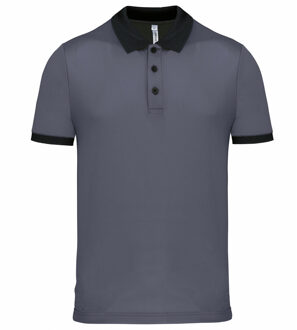 Proact Poloshirt Sport Pro premium quality - grijs/zwart - mesh polyester - voor heren L