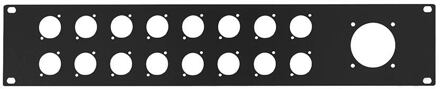 Proel RK-5416-N 19 inch rack panel, 2 HE, metal, black, 1 cmil-54 hole and 16 xlr