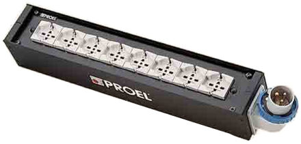 Proel SDC-410 distribution unit in metal box, 1 x sdc-850 and 8 x vimar chassis parts