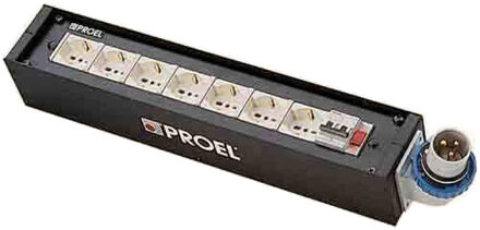 Proel SDC-420 distribution unit in metal box with sdc-802, 1 x sdc-850 and 7 x euro chassis parts