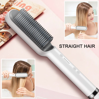 Professional Electric Hair Straightener Brush Heated Comb Straightening Combs Men Beard Hair Straight & Curly Styling Tool