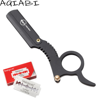 Professional Men Hair Cut Razors Barber Salon Shaving Knife Stainless Steel Straight Women Body Razor 1Pcs + 10 Blades A6111