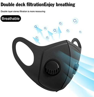 Professional Mouth Mask PM2.5 Filter Windproof with 2 Breathable Valve Mouth-muffle Dustproof Reusable Cycling Face Mask