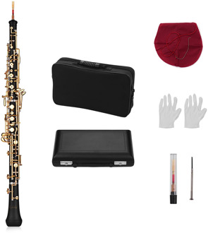 Professional Oboe C Key Semi-automatic Style Nickel-plated Keys Woodwind Instrument with Oboe Reed Gloves Leather Case Carry Bag