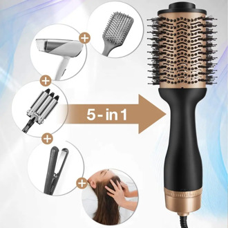 Professional One Step Hair Dryer and Volumizer Blow Hairdryer With Hair Styler Straightener Curling Iron Comb Brush