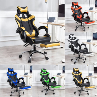Professional PU Leather Racing Gaming Chair Office High Back Ergonomic Recliner With Footrest Computer Chair Furniture 5 Colors
